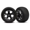 38-3770A ALIAS Pin Tyre on Black Chrome Rustler Rear (AKA TRX3770A)