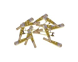 SUL-527 Clevis steel 2-56 gold (2) +clips (12)