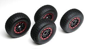 ASS89421 Kmc wheels, black/ red beadguards (4)