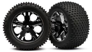 38-3770A ALIAS Pin Tyre on Black Chrome Rustler Rear (AKA TRX3770A)